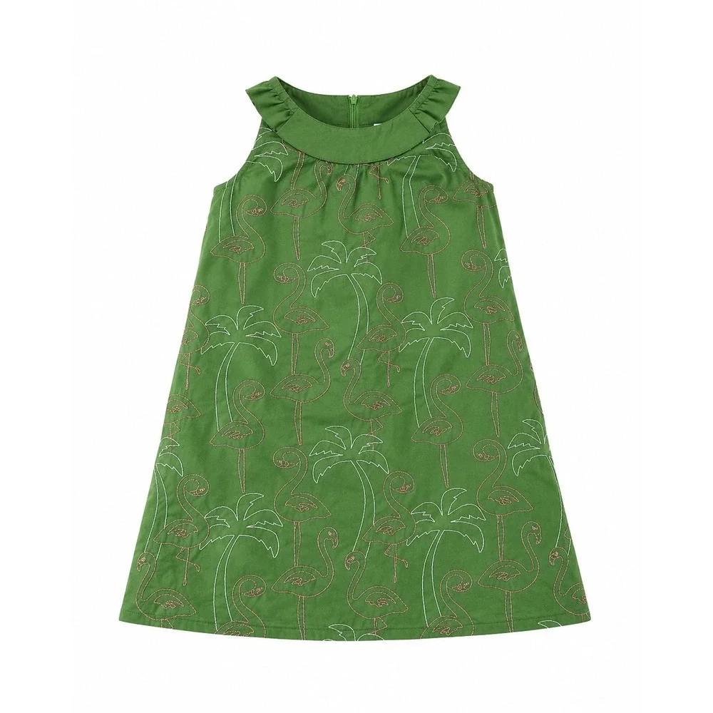 Flamingo‎ Embroidered jumper Shift Dress girls 4 beach coastal vacation preppy
